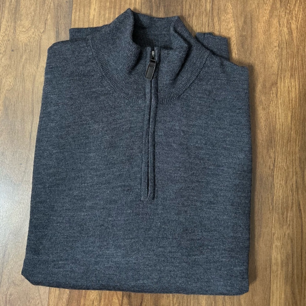 Jos. A. Bank Merino Wool Men's Gray Zip Up Sweater Classic Style Size L
